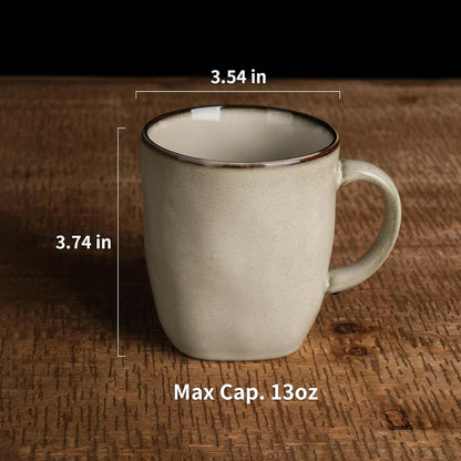 famiware Coffee Mugs Set of 4, Ocean Square 13oz Coffee Cup Set with Handle for Cocoa, Milk, Hot