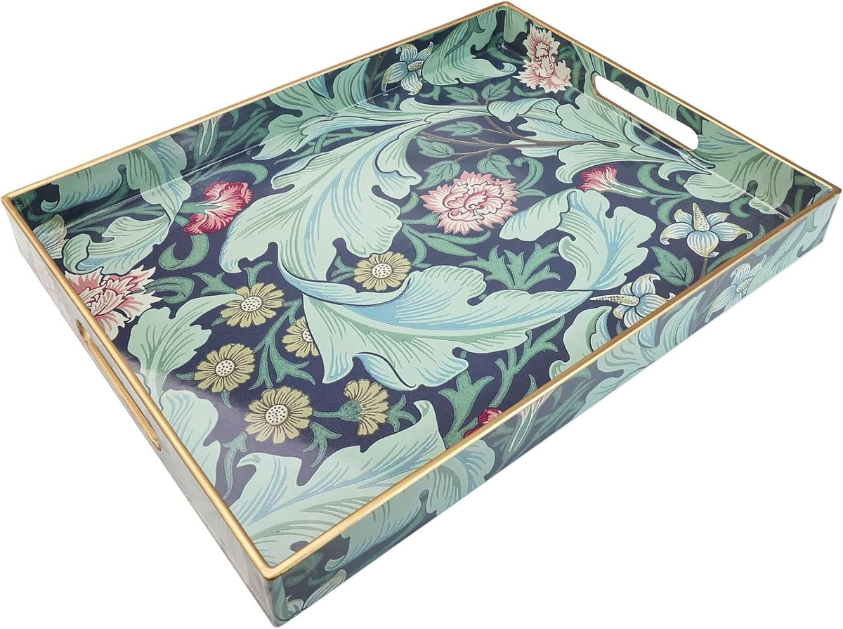 Spsyrine Serving Tray with Handles, Plastic Decorative Tray for Coffee Table, Living Room, Home