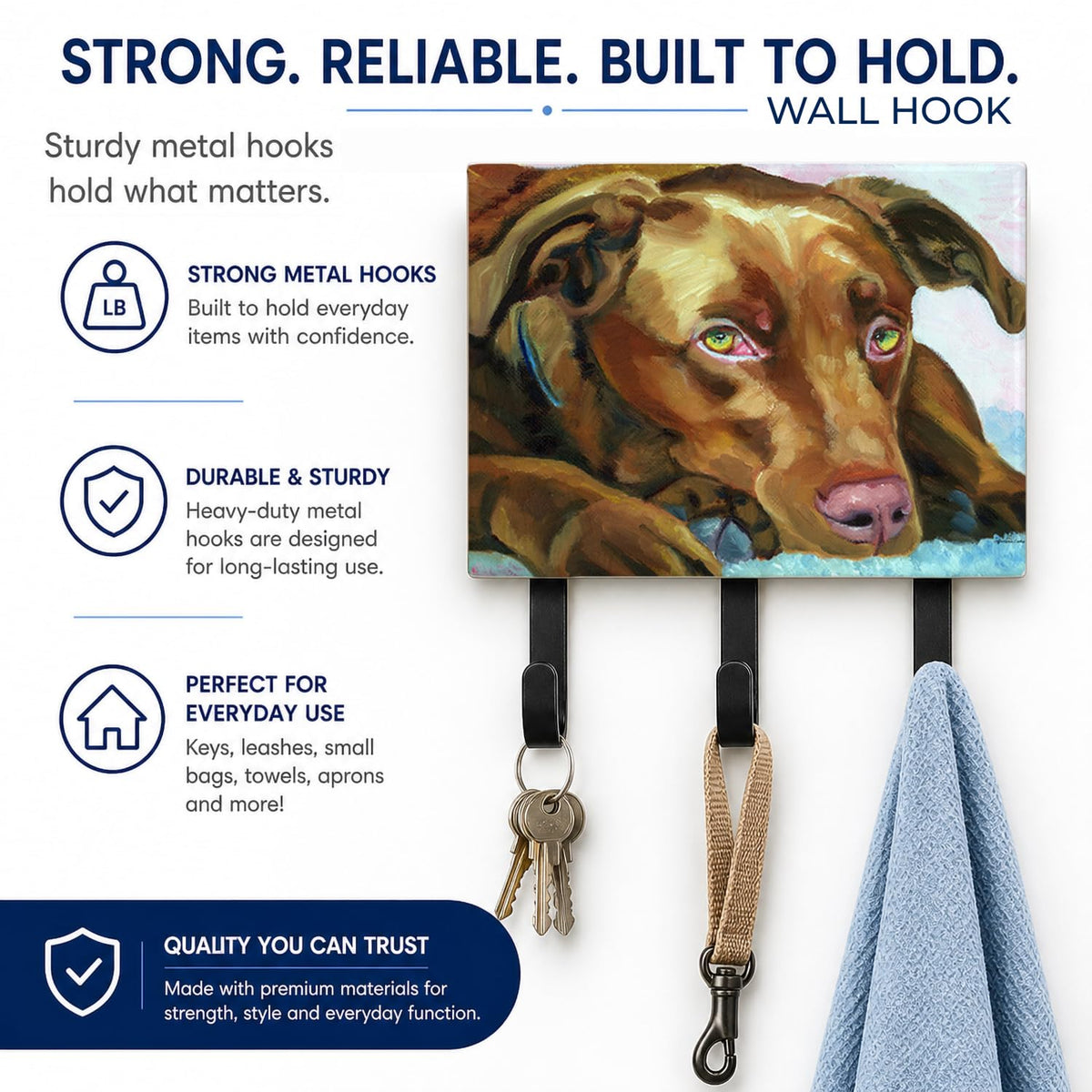 Caroline's Treasures 7420TH68 Chocolate Labrador Waiting Leash or Key Holder, Wall Hooks, Key Hooks