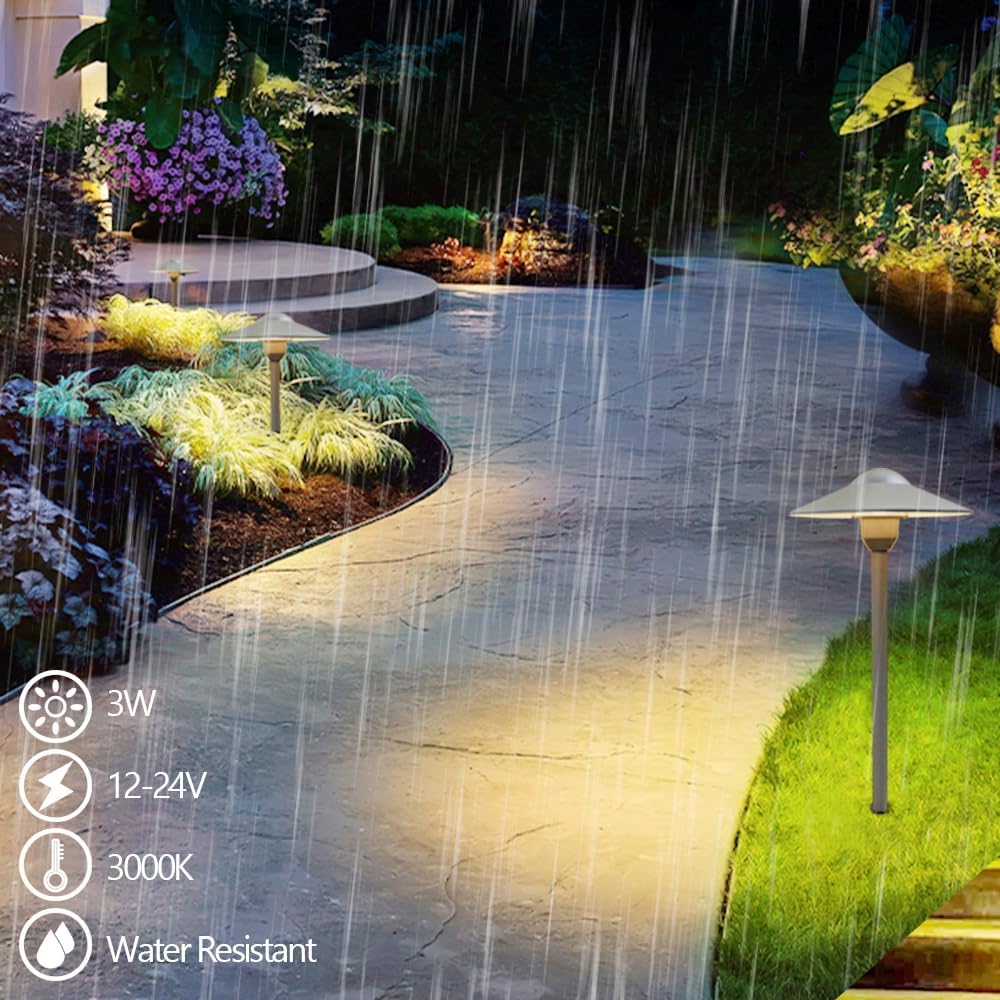Arrownine Cast Aluminum Low Voltage Outdoor Pathway Light Walkway Landscape Path Lights Included