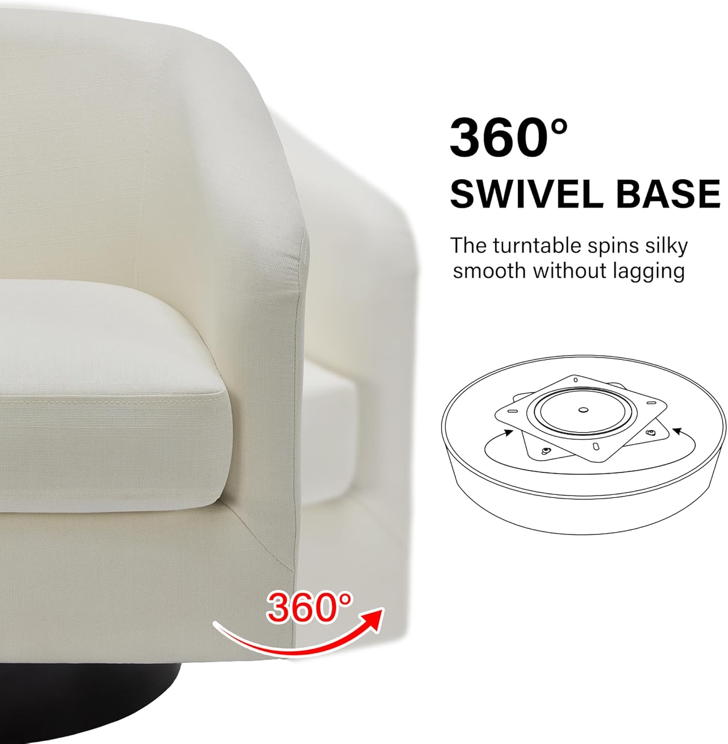 Swivel Barrel Accent Chair, Modern Round Linen Arm Chair for Living Room, Bedroom, Comfy Club