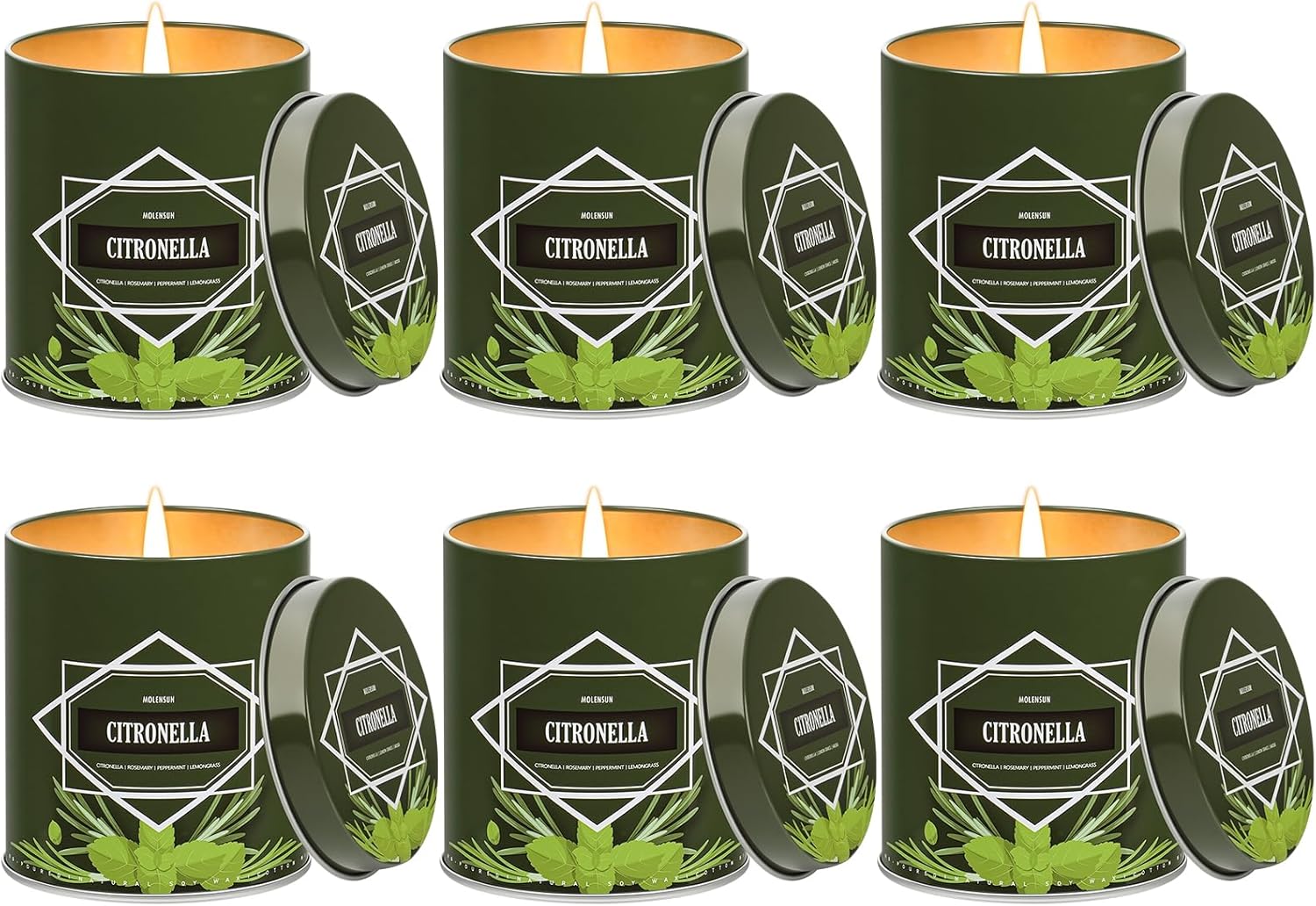 Citronella Candles Outdoor 6-Pack, Total 54oz Citronella Candles for Outside Patio, Camping &