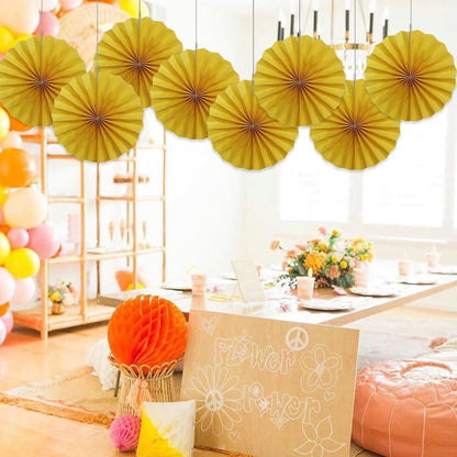 BARTHEW Yellow Birthday Decorations,DIY Yellow Paper Fans Hanging Decoration ,Party Supplies Party