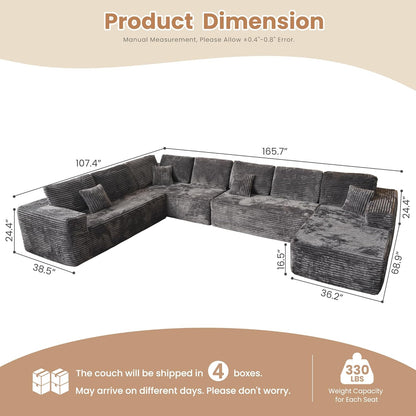 HOOOWOOO Cloud Sectional Couches for Living Room,Modular Sectional Sofa No Assembly,165X110 Inch