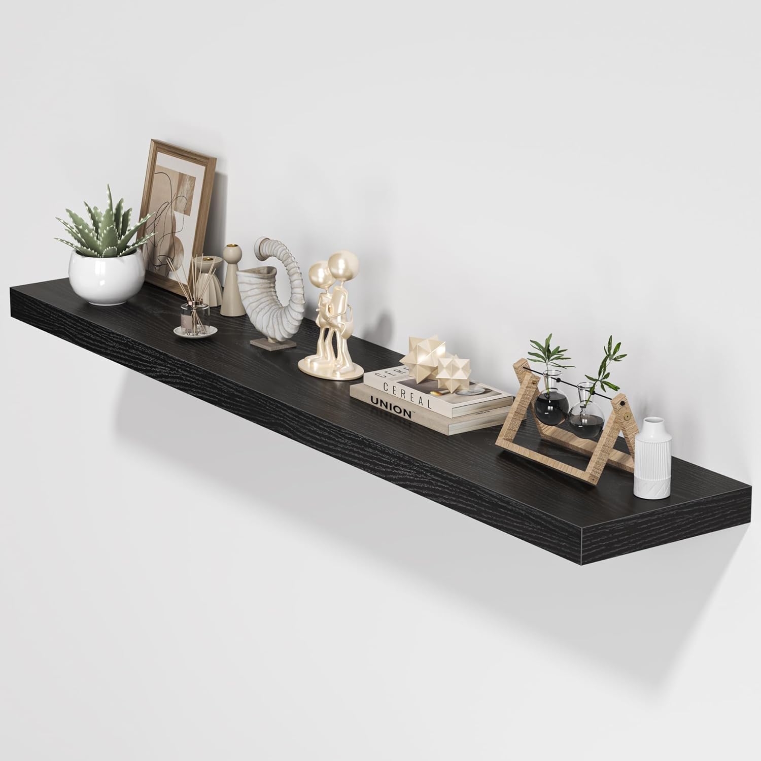 Floating Shelves for Wall, 55"W x 9.3"D x 1.5"H, Long Wooden Wall Mounted Display Shelves with