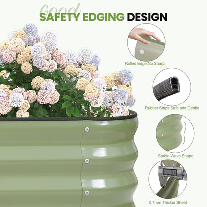 5-in-1 Adjustable Raised Garden Bed Kit | Galvanized Planter Boxes for Vegetables, Flowers | 12"