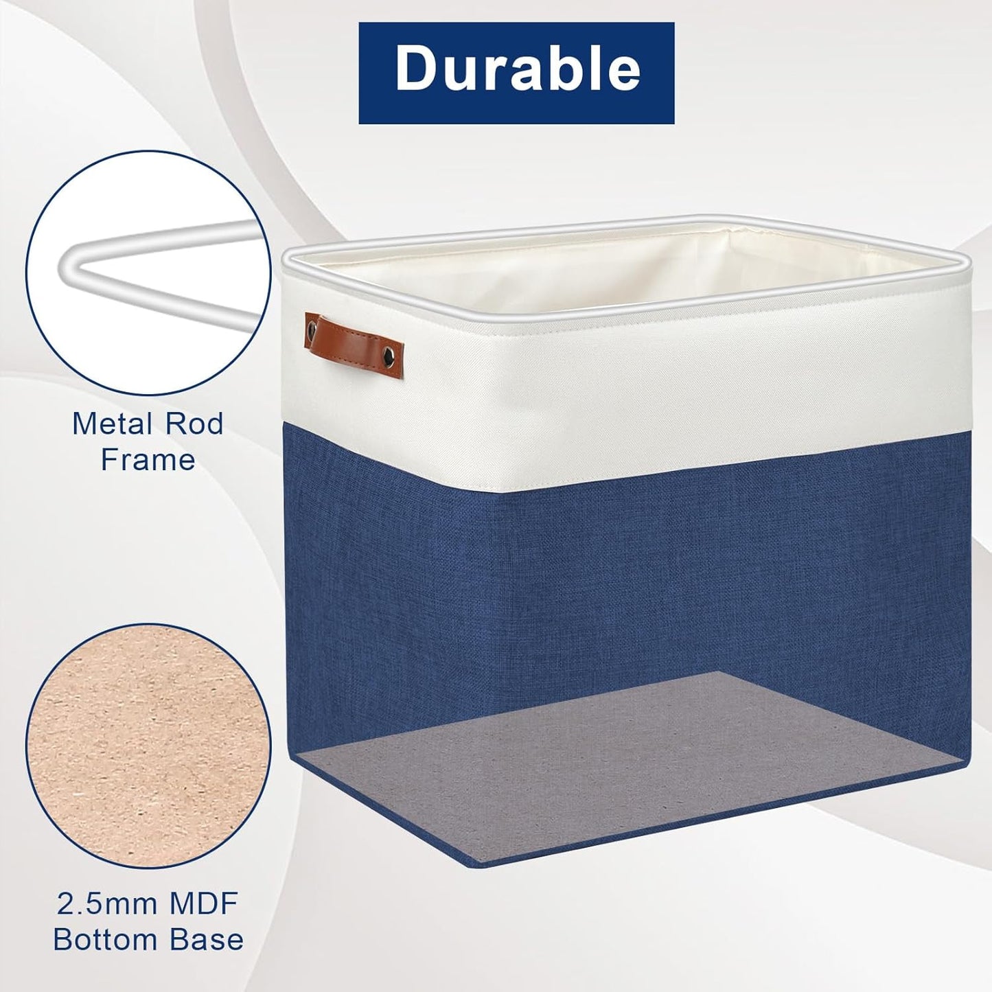 Large Fabric Storage Baskets | 50L Storage Bins, Decorative Linen Closet Baskets with Handles for