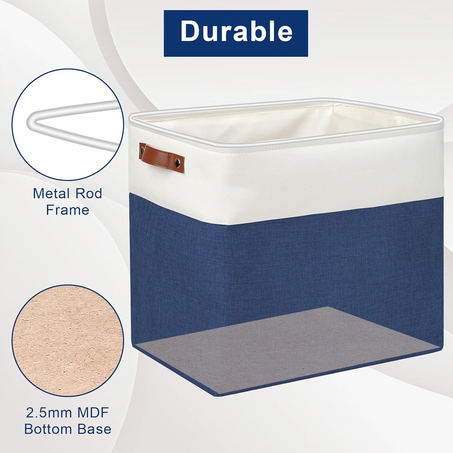 Large Fabric Storage Baskets | 50L Storage Bins, Decorative Linen Closet Baskets with Handles for