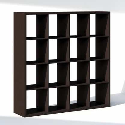 Furinno Cubic Extra Thick 16-Cube Closet Organizers and Storage, Dark Oak