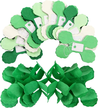 Green-White Party Decorations Streamers Garland - 157Ft Four-Leaf Clover Hanging Banner, Jungle