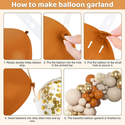 Amandir 153pcs Burnt Orange Balloon Garland Arch Kit, Different Sizes 18 12 10 5inch White Sand