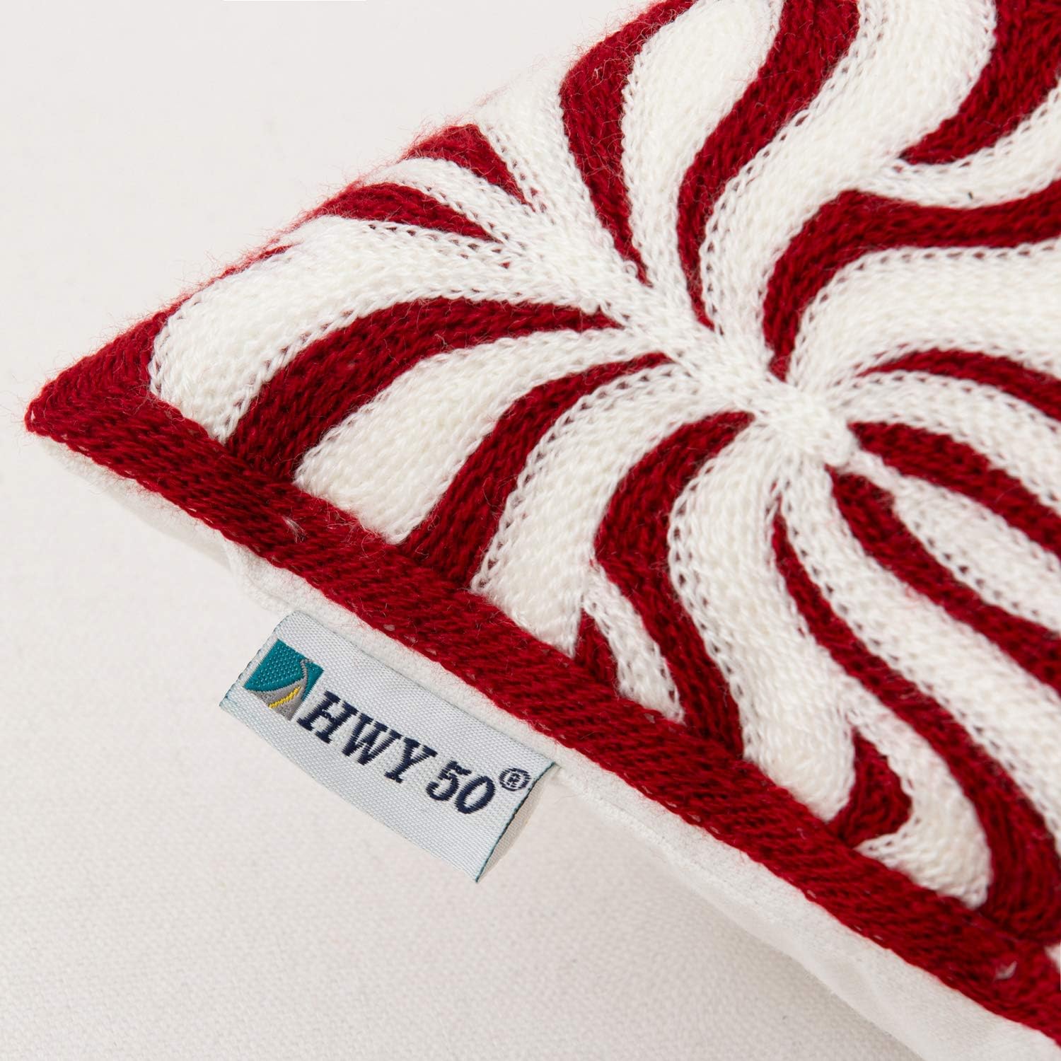 HWY 50 Burgundy Red Decorative Lumbar Pillow Cover Rectangle 12x20 Inch (1 Piece), Embroidered