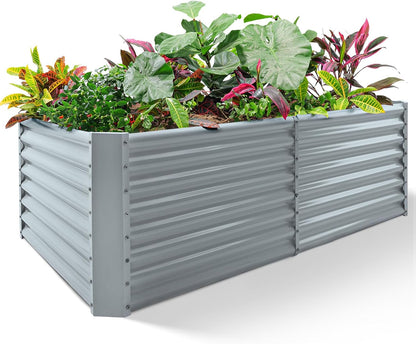 Land Guard 8×4×2ft Galvanized Raised Garden Bed, Planter Boxes Outdoor, Raised Garden Beds Outdoor