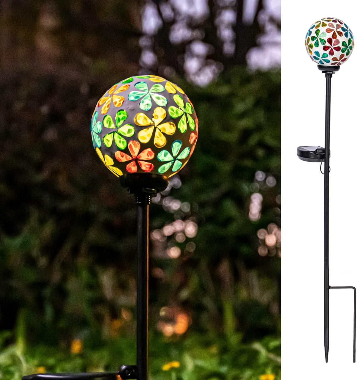VCUTEKA Solar Garden Lights - Mosaic Solar Lights Outdoor Decor Pathway Light Waterpoof LED Stake