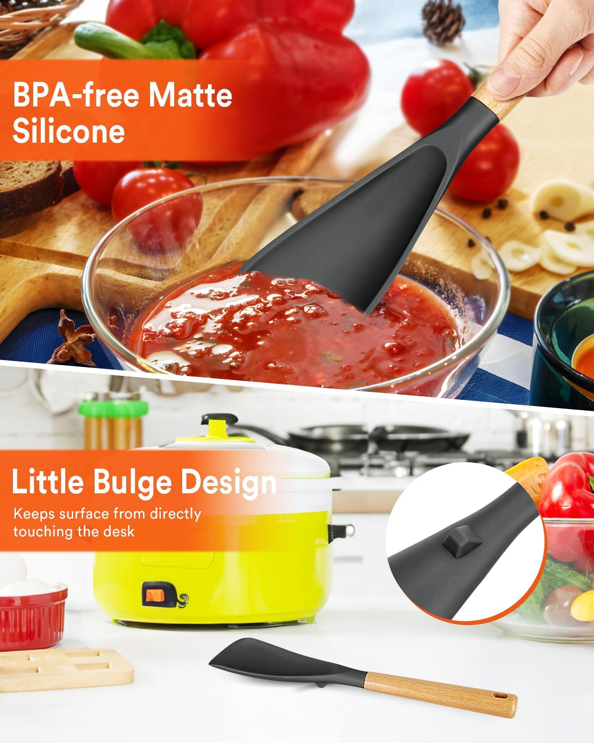 Multifunction Spatula Spoon for Nonstick Cookwares, Great for Cooking and Serving, Sturdy BPA-Free