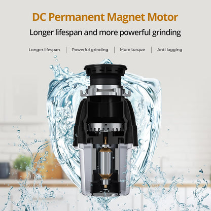 3/4 HP Corded Garbage Disposal for Kitchen Sinks, TECASA Continuous Feed Food Waste Disposer, Sound