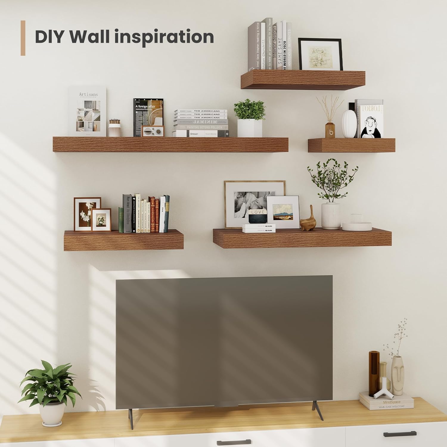 Heimlove 12 Inch Deep Floating Shelves, 12 x 12 inches Long Wall Shelf, Large Extra Display Shelf &