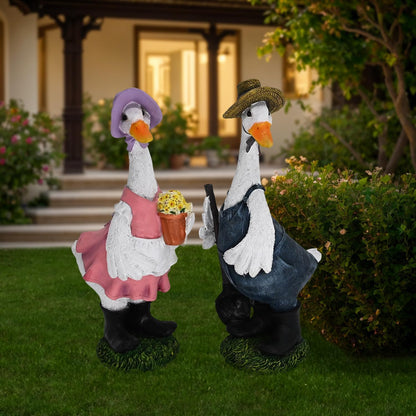 Porch Goose Statue Outfits Large Garden Sculpture Cement Home Outdoor Decorations Lawn Resin Big