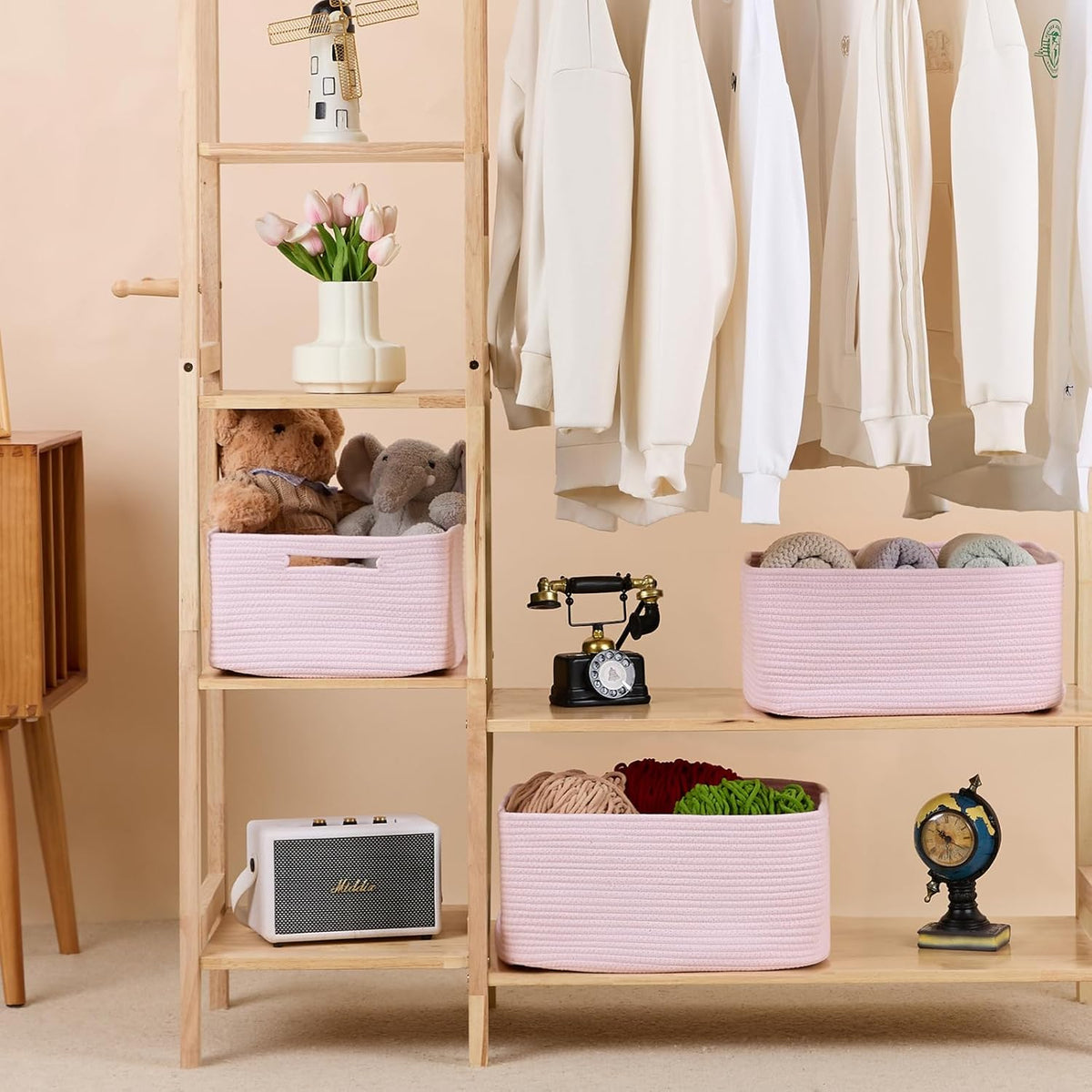 Large Storage Baskets for Organizing, Closet Shelf Baskets for Clothes Blanket Towels, Baby