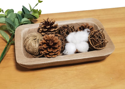 Wooden Dough Bowl Decor, Vintage Wooden Bowl Hand Carved Home Decor for Dining Table Center, Living