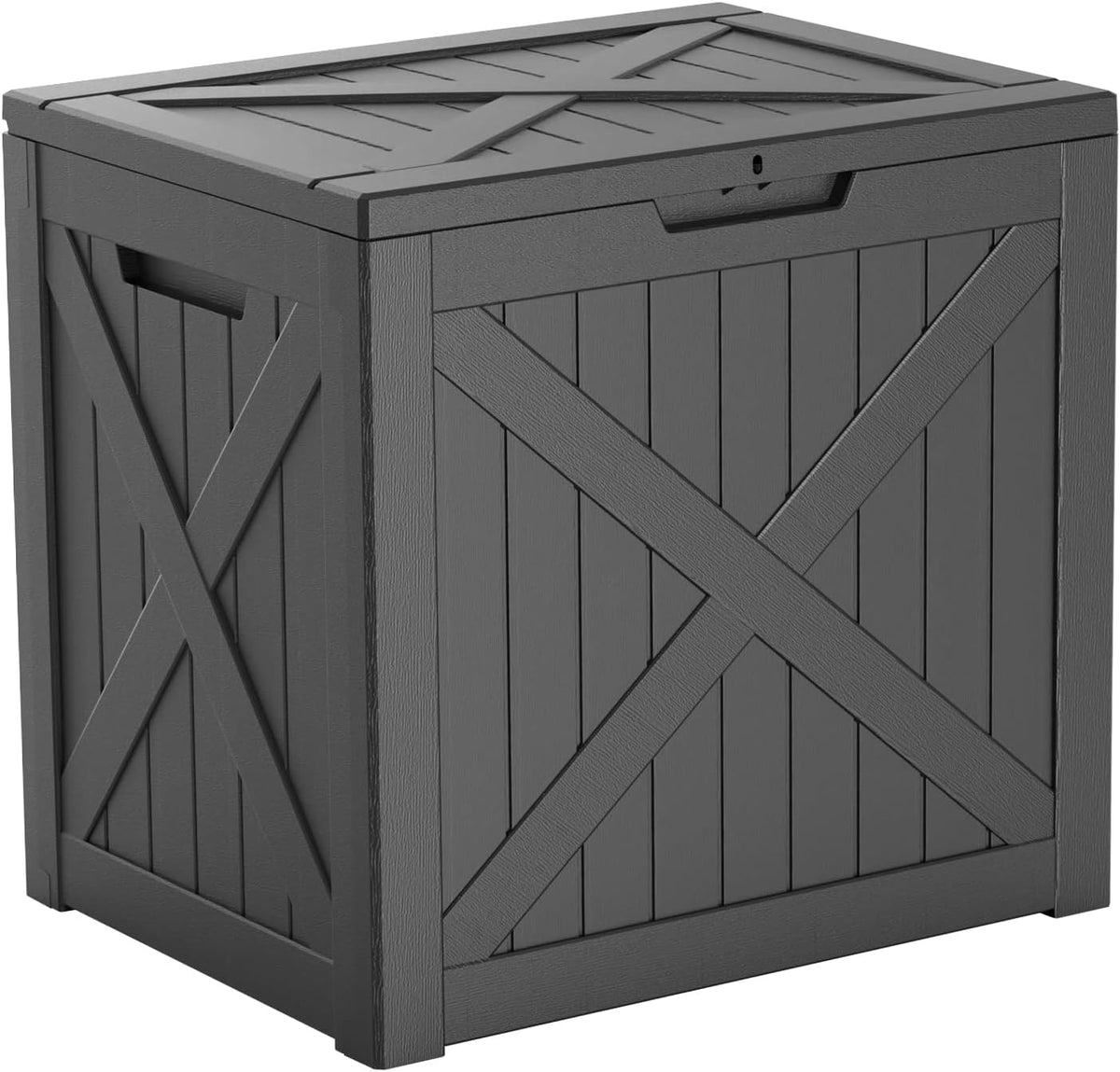 Vixzen 32 Gallon Outdoor Deck Box,Lockable Resin Waterproof Storage Box,UV Resistant,Weather