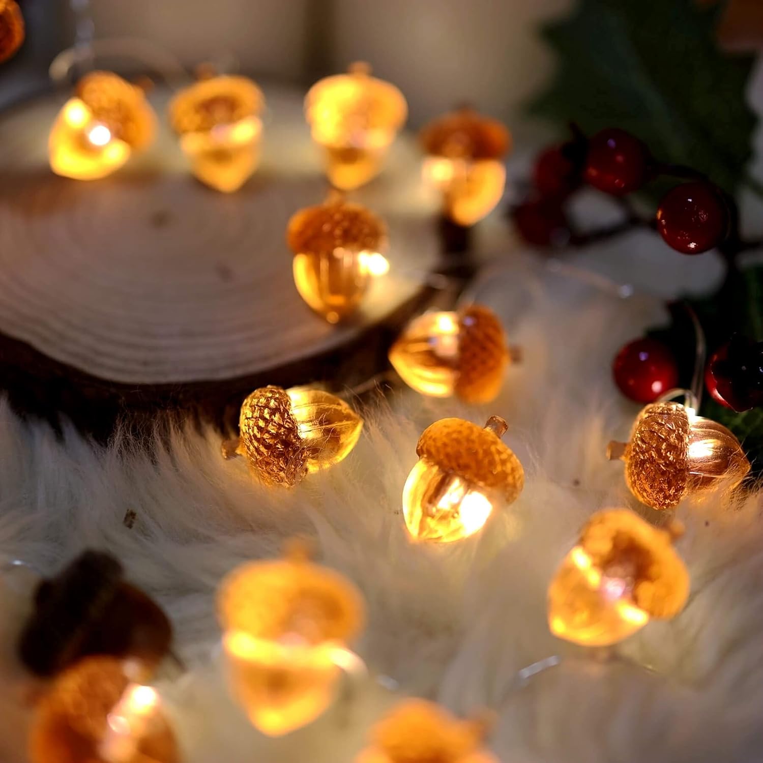 Decorative Fairy Acorn String Lights Thanksgiving Decoration Autumn Garland Cute Novelty Lights 30