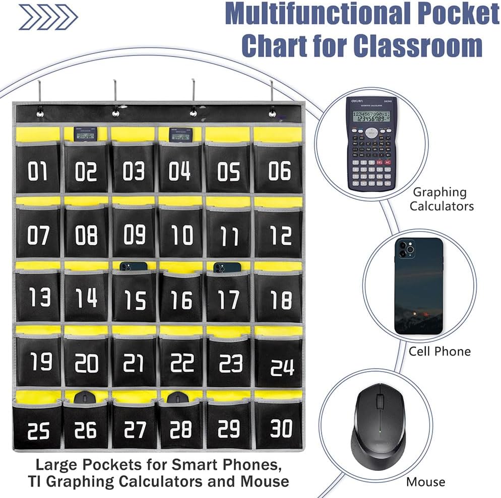 Loghot Classroom Accessories Closet Pocket Chart for Cell Phones Holder Wall Door Hanging Organizer