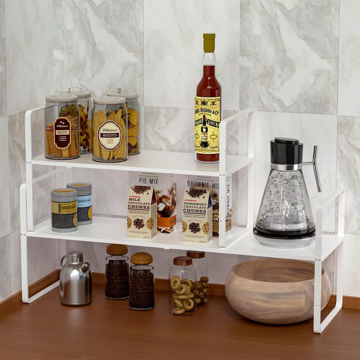 iPEGTOP Expandable Cabinet Storage Shelf Organizer Rack, Heavy Duty Steel Metal Spice Rack