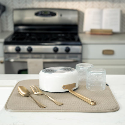 S&T INC. Dish Drying Mat, 16” x 18”, Absorbent Microfiber Kitchen Counter Mat, Dish Drying Pad for
