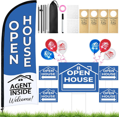 44 Pcs Open House Signs for Real Estate Agent Supplies, Double Sided Open House Flag Kit for