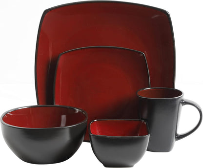 Gibson Elite Soho Lounge Square Reactive Glaze Stoneware Dinnerware Set, Service for 8 (40pc)