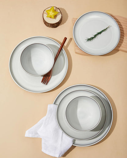 Santorini Mist Terracotta Reactive Glaze Plates and Bowls Sets, Stoneware Dinnerware Sets