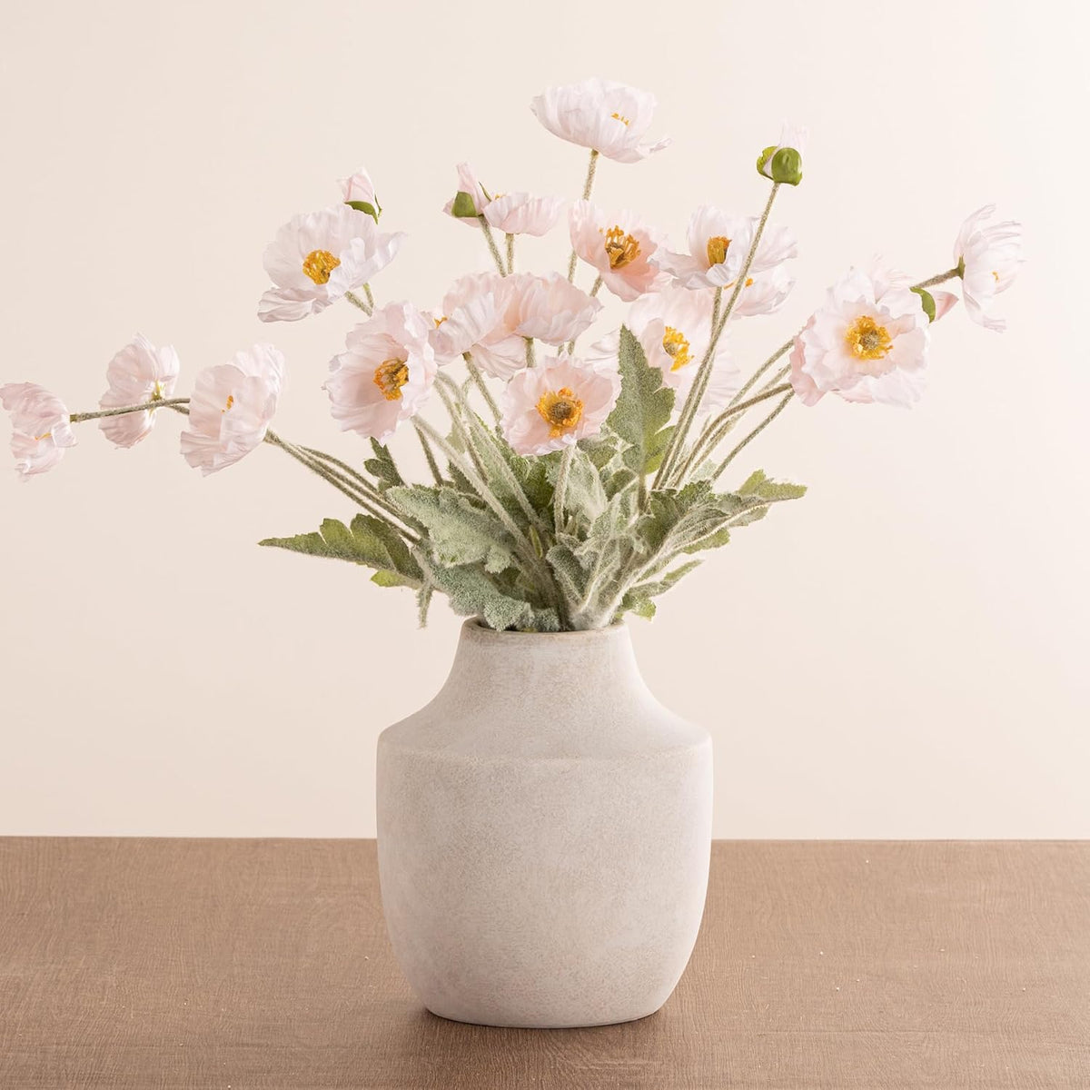 Mitt&Ditt Ceramic Flower Vase, 7.5 inch Off-White Farmhouse Rustic Vase, Handcrafted Weathered