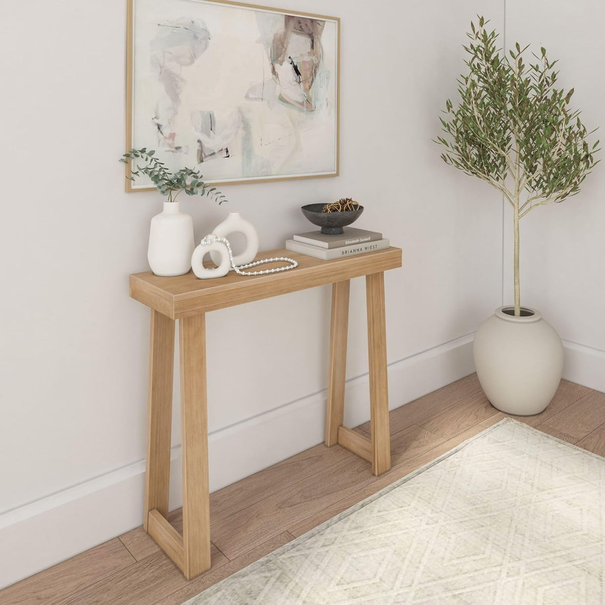 Plank+Beam Solid Wood Console Table, 36 Inch, Sofa Table, Narrow Entryway Table for Hallway, Behind