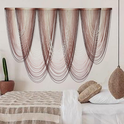 IOWER Macrame Wall Hanging Pink Dip-Dyed Large Macrame Wall Decor For Living Room Boho Fiber Art