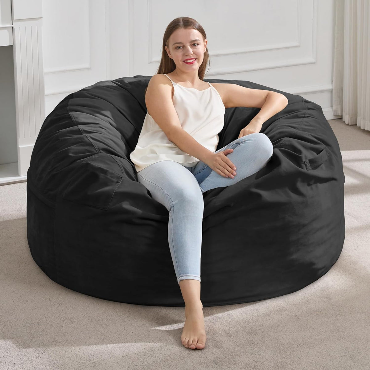 Hobestluk 4FT Bean Bag Chair Giant Bean Bag Chairs for Adults Large Bean Chairs with Removable
