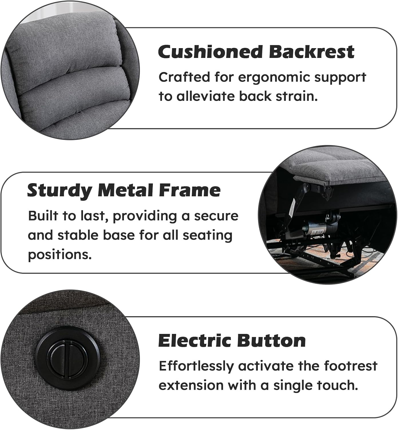 EBELLO Classic Power Recliner Chair, Oversized Electric Reclining Chair with Overstuffed Cushion