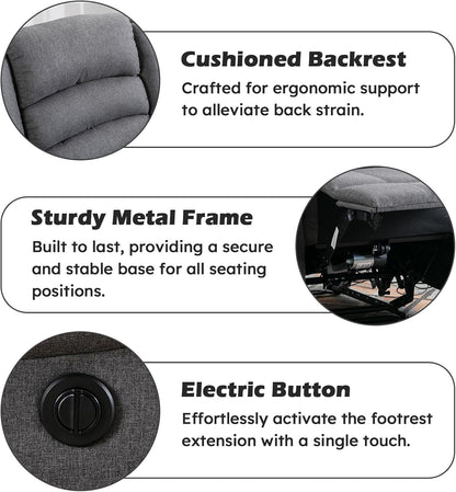 EBELLO Classic Power Recliner Chair, Oversized Electric Reclining Chair with Overstuffed Cushion