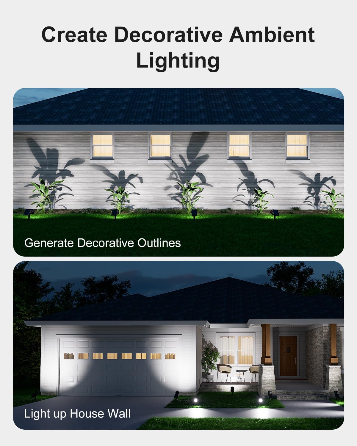 2 Pack Solar Spotlights Outdoor Waterproof for Flag, Tree, Statue, Number Sign, Plant Pot, Bright