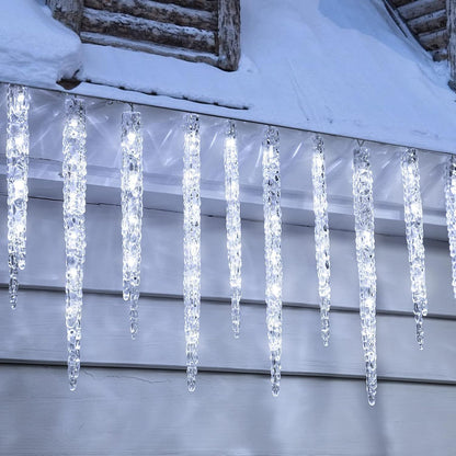 Minetom Christmas Icicle Lights - 2 Pack Total 200 LED 40 Tubes Twinkling Crystal Icicle String