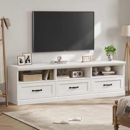 IDEALHOUSE 70in TV Stand for TVs up to 80", Mid Century Modern Entertainment Center with Storage