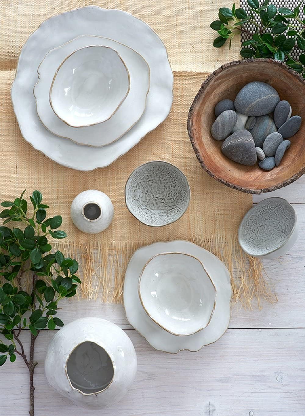 Serene Spaces Living Glazed Ceramic Fishbowl Vase- Centerpiece for Vintage Weddings, Events