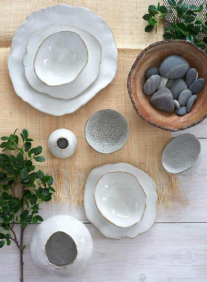 Serene Spaces Living Glazed Ceramic Fishbowl Vase- Centerpiece for Vintage Weddings, Events