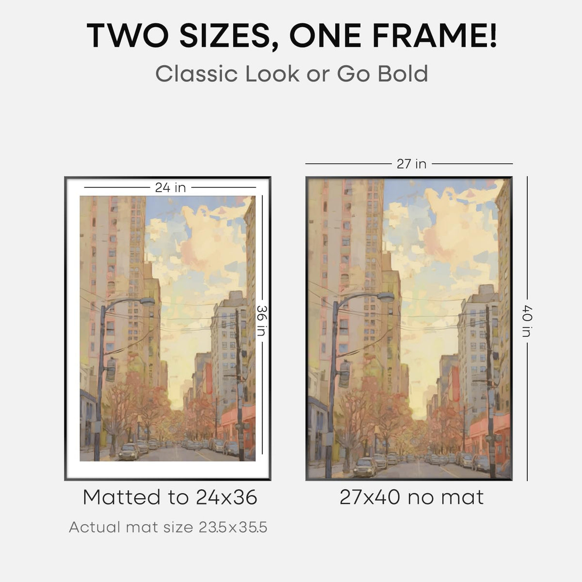 Homeforia 27x40 inch Poster Frame Black, High End Metal 27 x 40 Large Movie Picture Frames with Mat