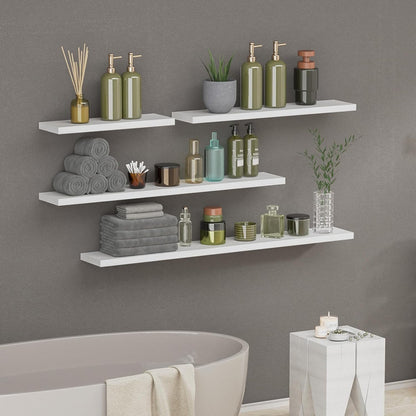 SAUMONIERES Floating Shelves 8 Inch Deep Solid Wood Wide Wall Shelf Set of 2 Wall Mounted for