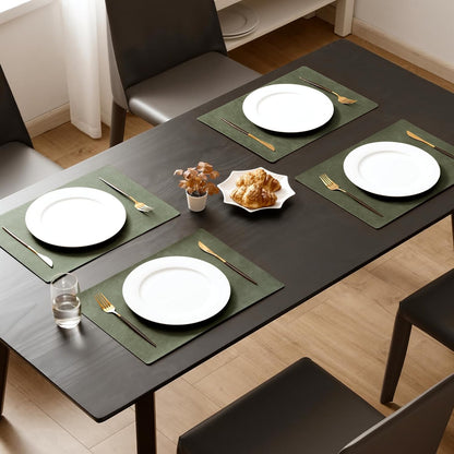 MOSAYT Vinyl Placemats Set of 6-12 X 17 Inch - Faux Leather 100% Waterproof Oil-Proof Wipeable PU