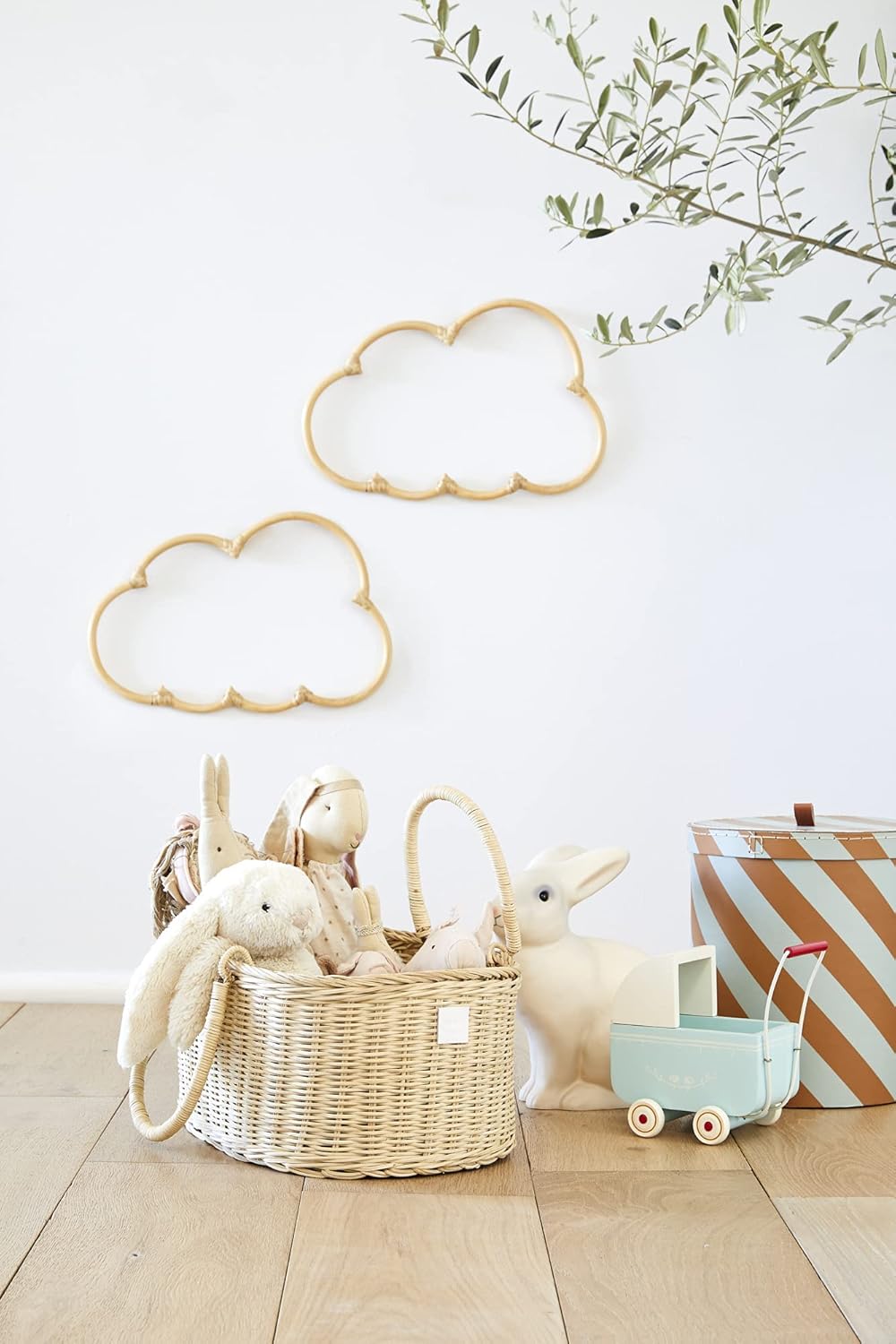 BEBE BASK Handmade Wicker Cloud Décor Set of 2 - Rattan Cloud Decorations - Décor for Bedroom and