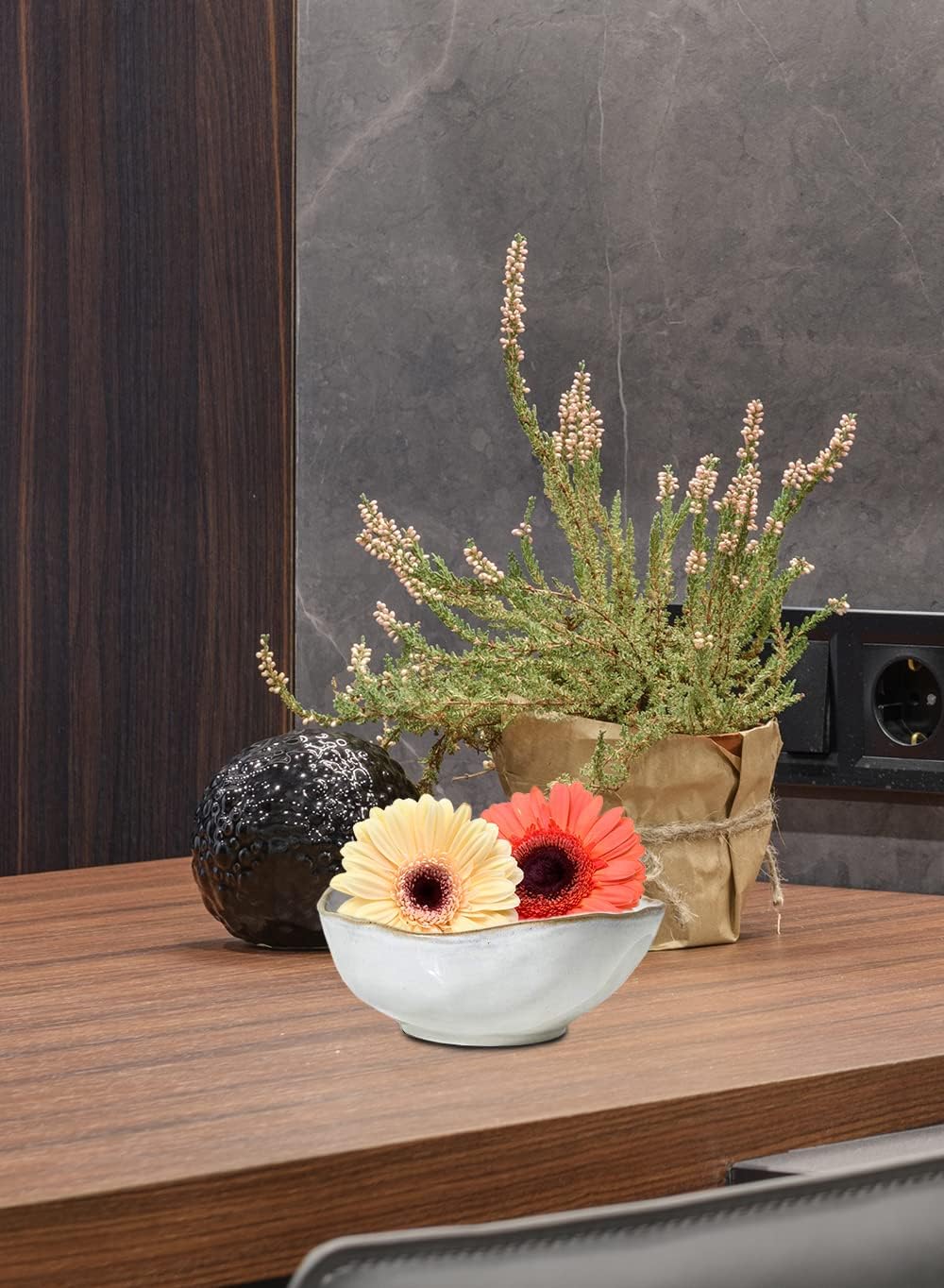 Serene Spaces Living Small Free-Form Edge Glazed Ceramic Bowl, Centerpiece for Vintage Weddings