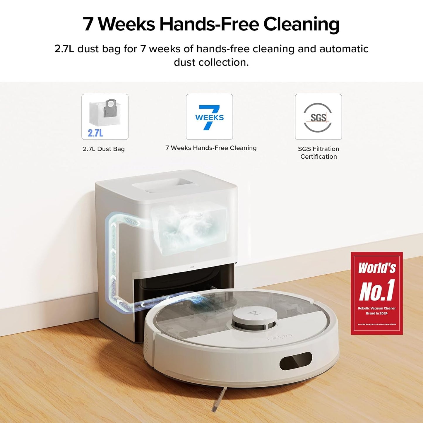roborock Q7 M5+ Robot Vacuum and Mop, Upgraded from Q5 Max+, 7 Weeks Self-Emptying, 10000Pa