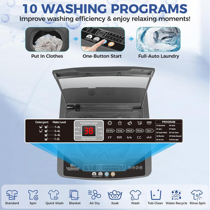 Nictemaw Portable Washing Machine 20Lbs Portable Washer with Drain Pump, 2.8 Cu.ft Compact Washer